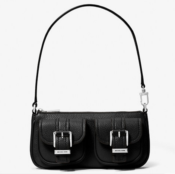 MICHAEL KORS Small Zoe Black Leather Shoulder Pochette Bag - Picture 4 of 4